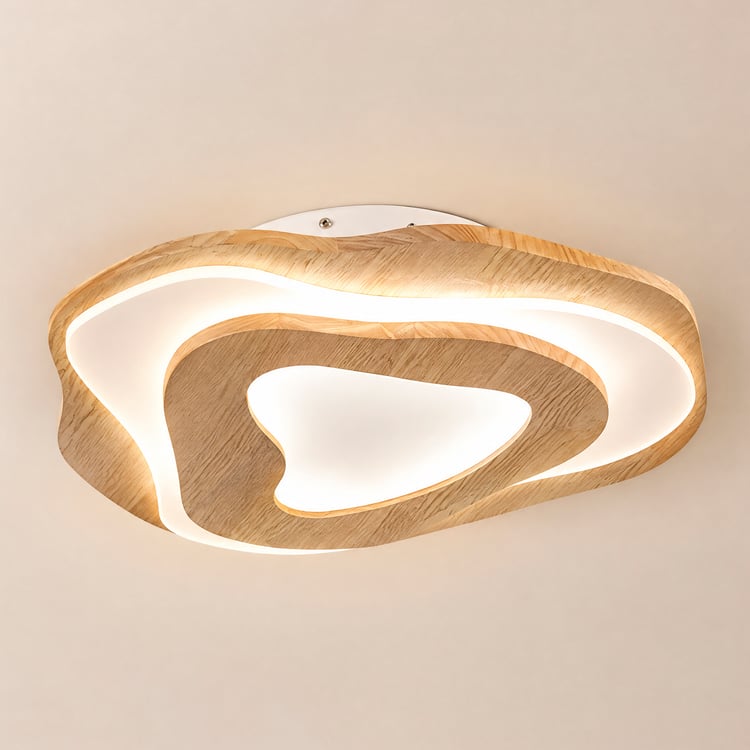 Plafonnier LED de forme irrégulière encastré en bois de chêne nordique