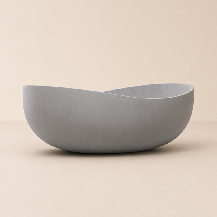 1600mm Industrial Concrete Soaking Bath Oval Cement Freestanding Bathtub in Grey