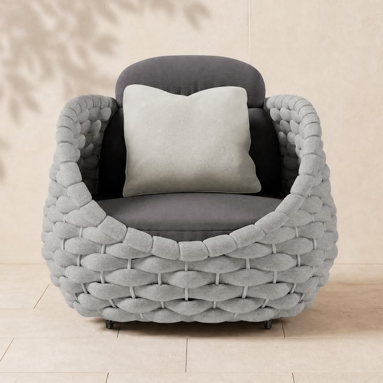 Cocaro Outdoor Aluminum & Rope Weave Swivel Lounge Chair in Gray