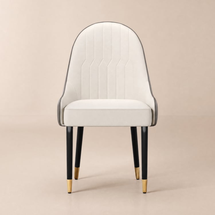 Darg White & Gray PU Leather Dining Chair with Upholstered, 2 Pieces