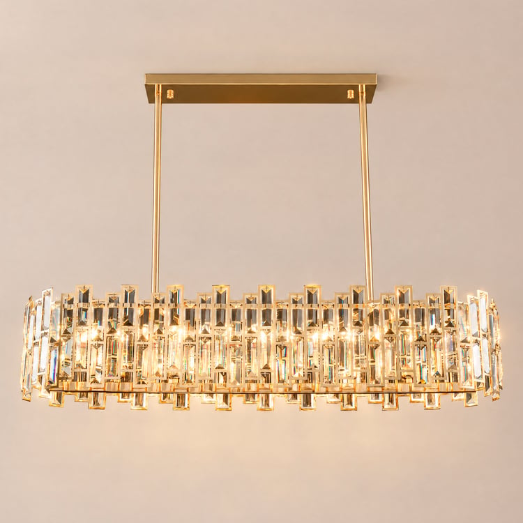 Clyvra 38" Modern Crystal Glod Ceiling Lights with Adjustable Height and Brightness