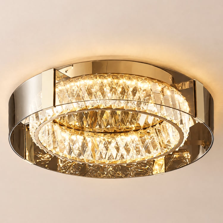Orlova Crystal Dimmable Ceiling Lights 3 Modes LED Flush Mount Light with Remote Control