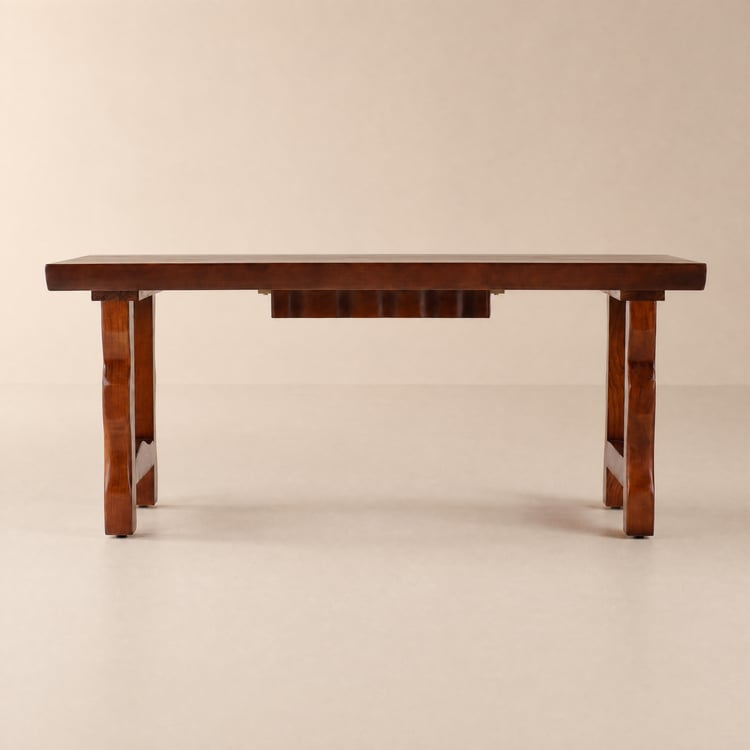 Rustic 180 cm Rectangular Natural Rubberwood Desk with Drawer Storage