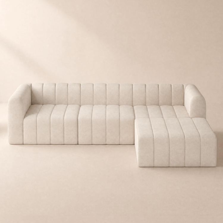 3023 mm 6-Piece Velvet Channel Tufted Upholstered Modular Sectional Sofa