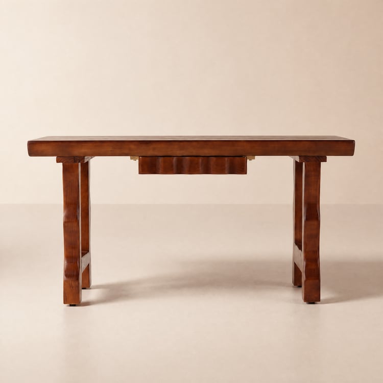 Modern 1500 mm Walnut Rubberwood Home Office Desk with Drawer