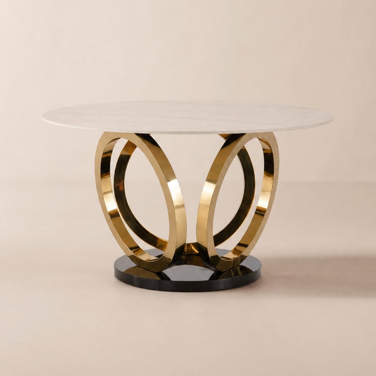 Table à manger ronde moderne en pierre frittée de 134,6 cm, 4 places