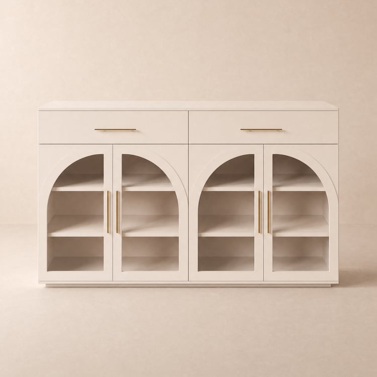Arune 63" Whitewash Wood Sideboard with Storage & LED Lights