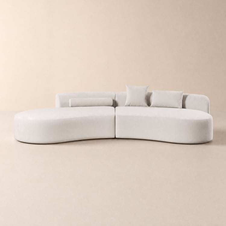 2769 mm 2-Piece Curved Velvet Sectional Sofa with Cushions