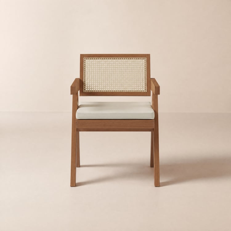 Archic Walnut Wood Dining Chair with Armrest, 1 Piece