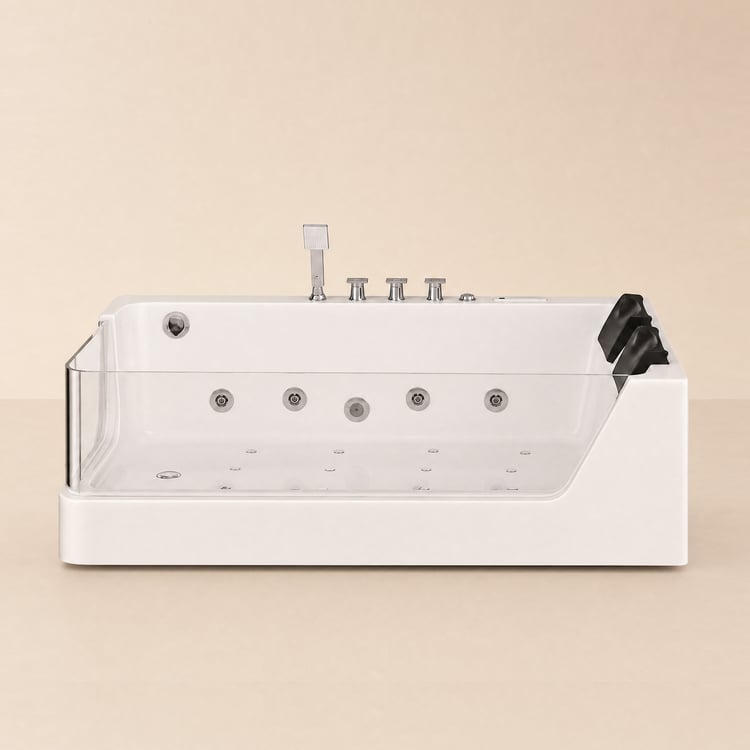 71" 2-Person Whirlpool Bathtub with 16 Massage Jets & Thermostatic Control & LED