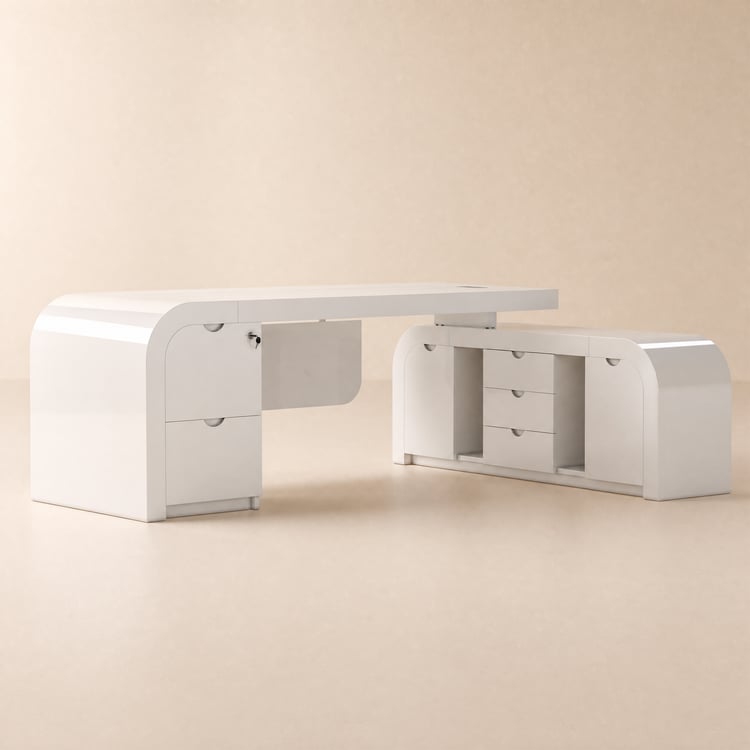 Chicent White L-shaped Modern Executive Desk with Ample Storage Right Hand (1600mm)
