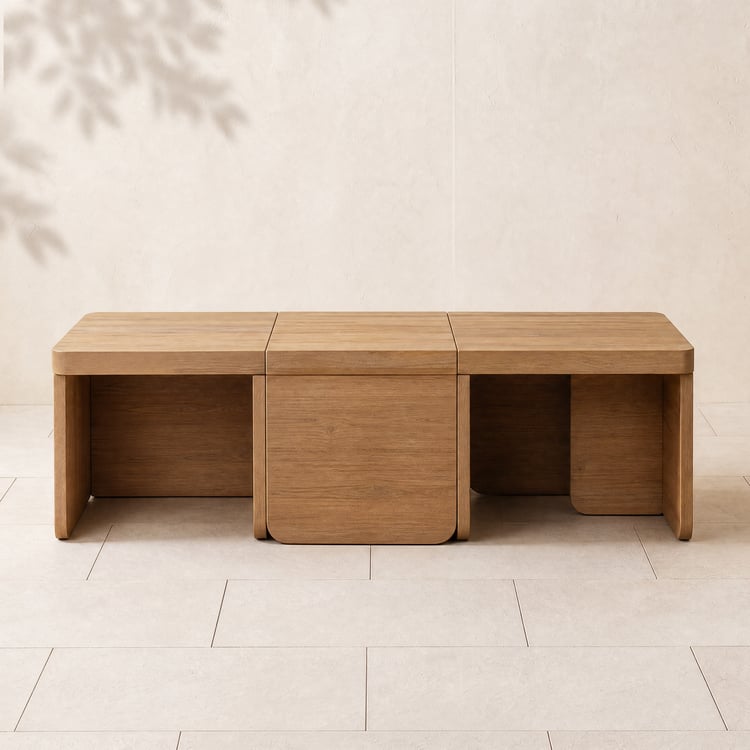 Rectangle Modular Slatted Teak Wood Outdoor Coffee Table