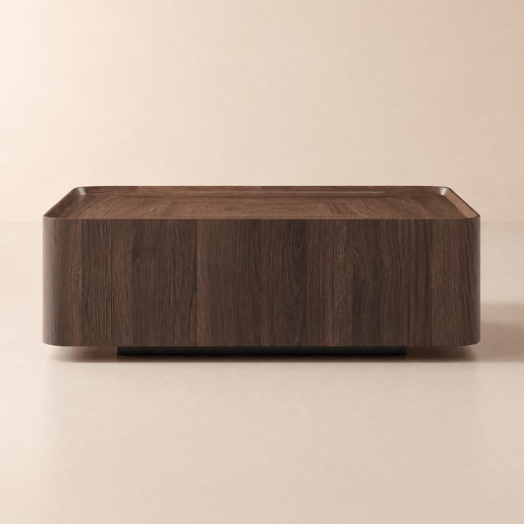 Table basse carrée en noyer de 900 mm avec rangement
