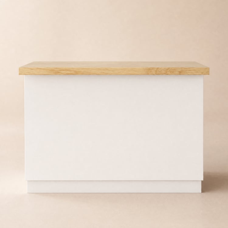 1270mm Japandi Kitchen lsland Natural & White Wooden Storage Kitchen Cabinet with Light