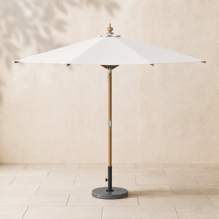Tevara 300 cm sombrillas de pilar central en blanco para patio exterior