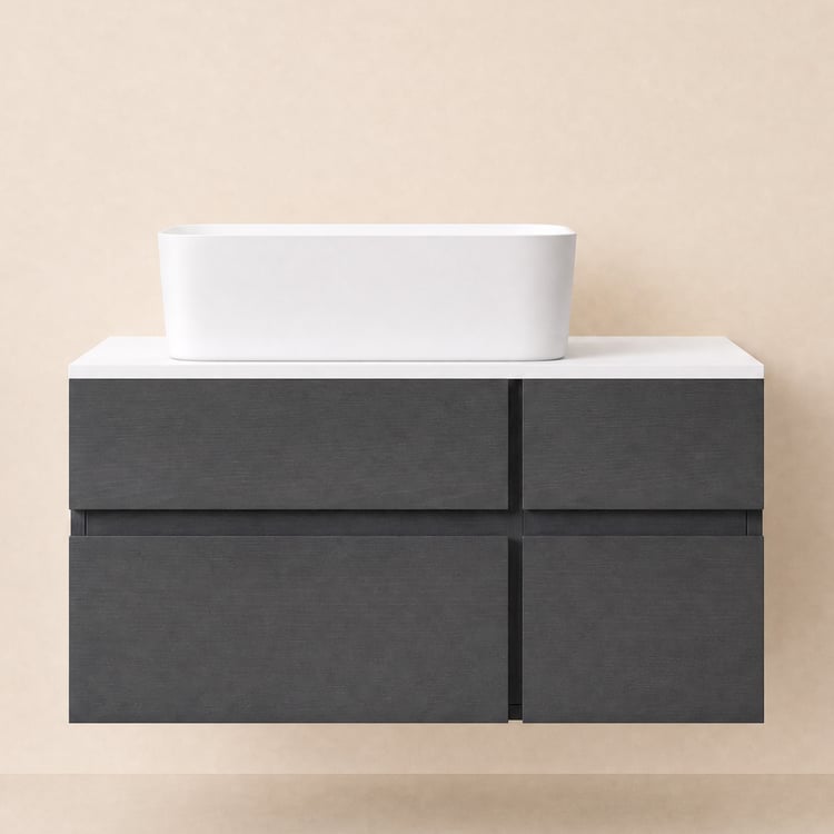 Modern 31" Floating Single Bathroom Vanity with Stone Resin Top, Ceramic Basin