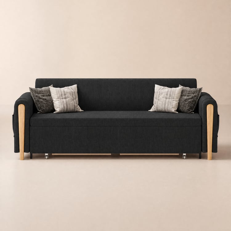 Modern 82" Queen 3-Seater Linen Convertible Sleeper Sofa with Storage