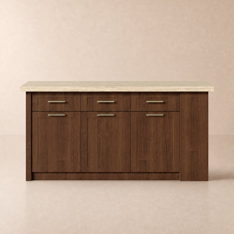 Walnut Kitchen Island with Ample Storage, 1800 mm