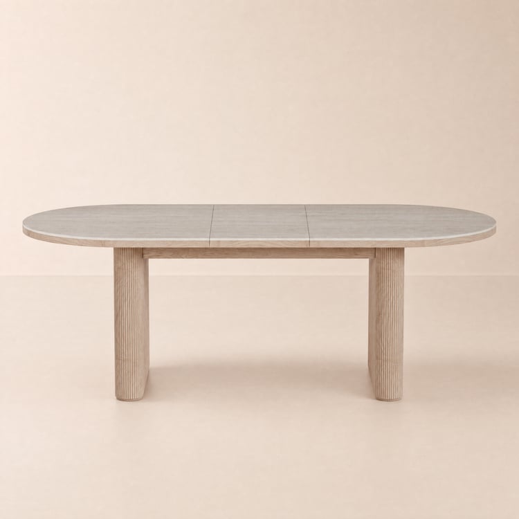 Modern 200 - 240 cm Extendable Oval Natural Matte Sintered Stone Dining Table, Seats 6-10