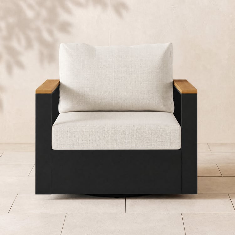 Tevara Outdoor Teak & Aluminium Swivel Lounge Chair in White