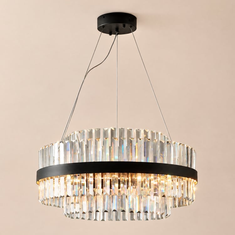 Lustre LED en cristal à plusieurs niveaux moderne Fixedo en lumière noire
