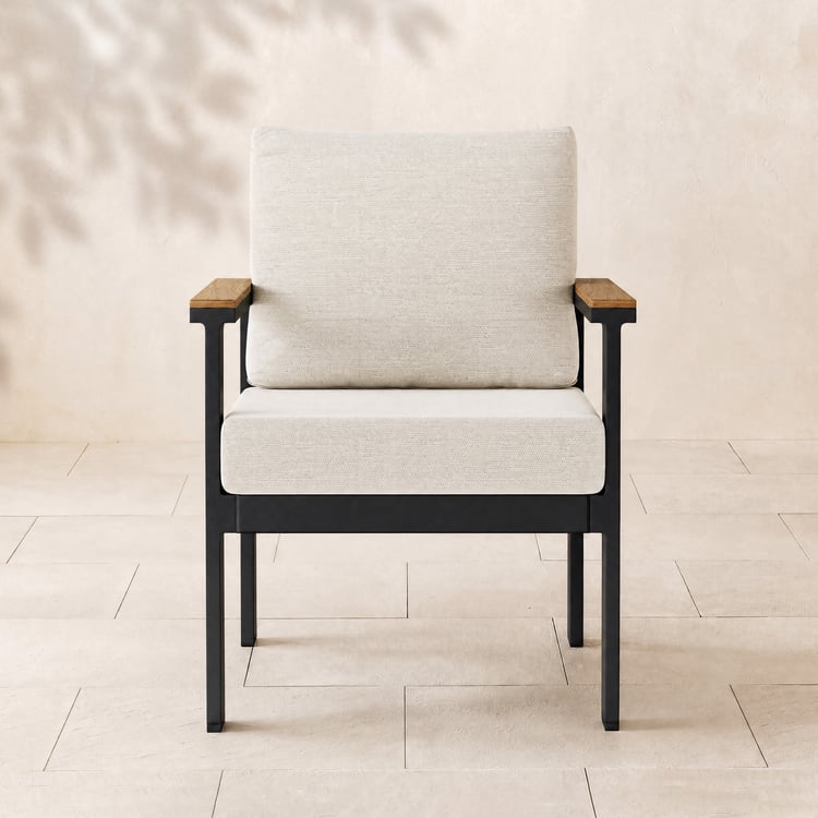 Tevara Outdoor Teak & Aluminum Dining Chairs in White, Set of 2