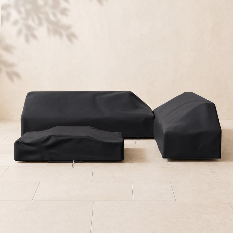 Waterproof 600D heavy duty canvas covers for garden lounge set - black