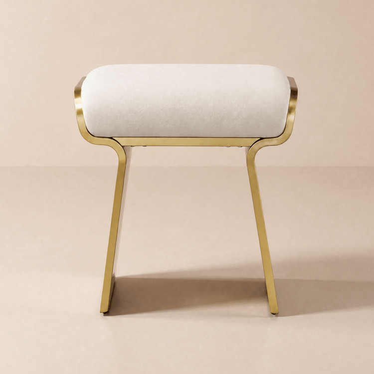 Tabouret de courtoisie rembourré Upart Leath-aire avec structure dorée