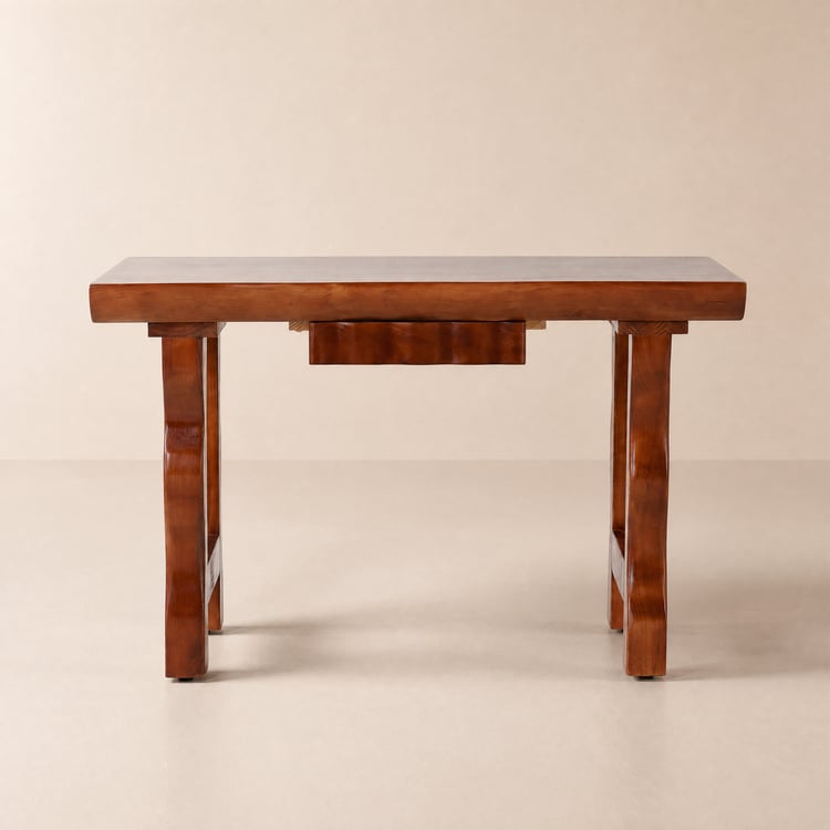 Bureau rustique rectangulaire de 47 po (119,38 cm) en bois d'hévéa naturel avec rangement à tiroirs