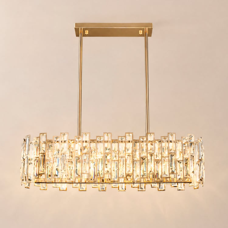 Clyvra 80 cm Modern Crystal Glod Ceiling Lights with Adjustable Height and Brightness