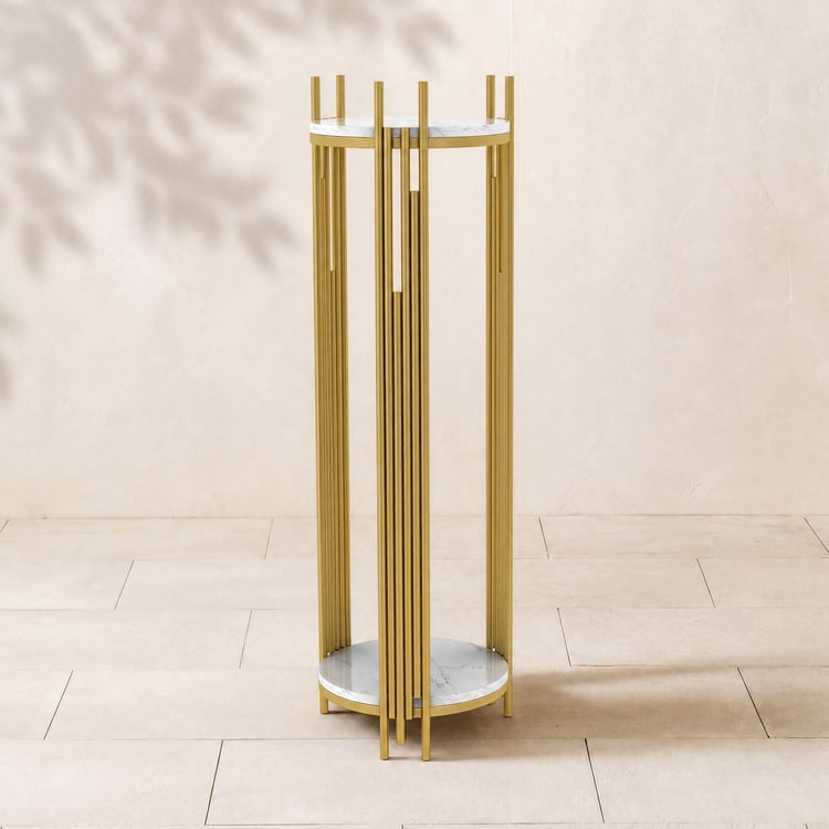35.4" Tall Metal 2-Tiered Plant Stand Modern Corner Plant Stand Indoor