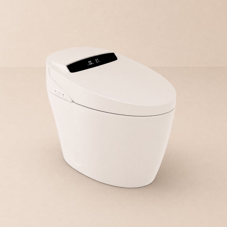 Hynova AX1 Smart Bidet Toilet with Auto Flush & Auto Open Lid, White, 1.28 GPF
