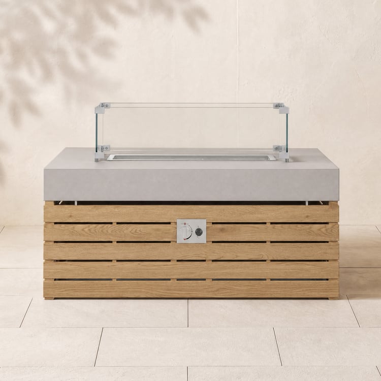 Table brasero rectangulaire Tevara 100 cm au propane sans fumée sable