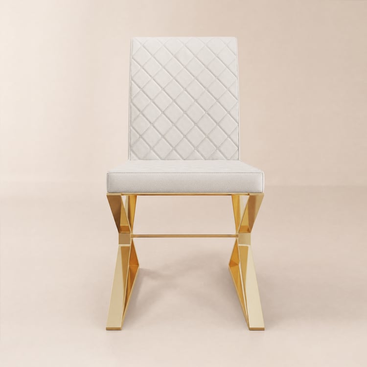 Lot de 2 chaises de salle à manger rembourrées en similicuir blanc