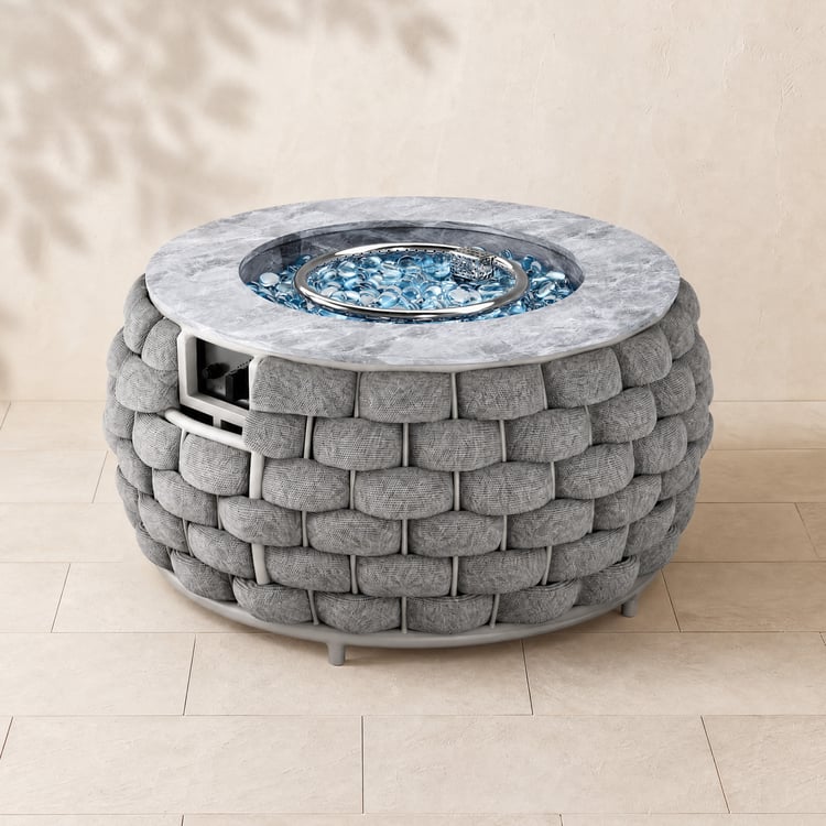 Cocaro Outdoor 27" Propane Smokeless Round Fire Pit Table in Gray