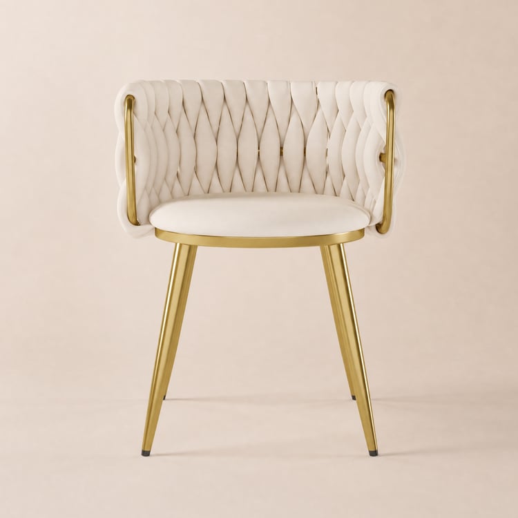 Silla de comedor Sweave tapizada en terciopelo blanco roto, 1 unidad
