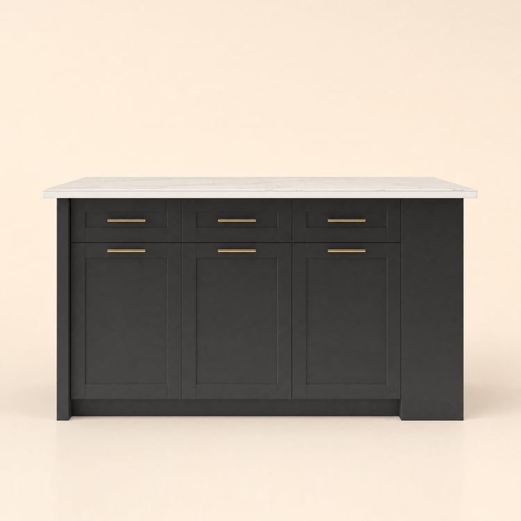 1800mm Sintered Stone White&Black Kitchen Island with Storage