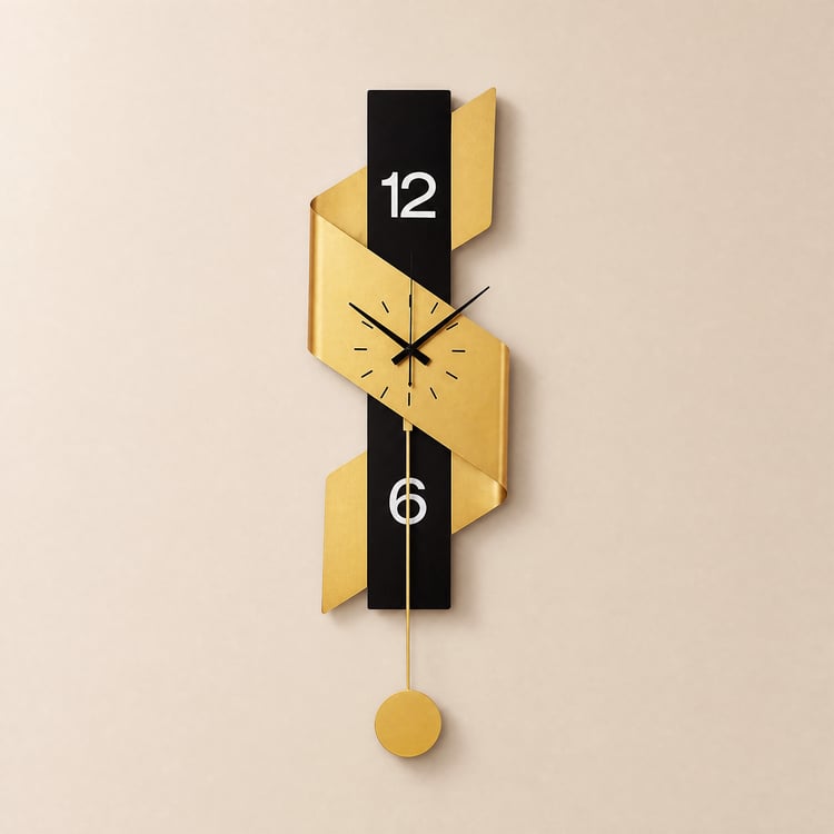 Orologio da parete digitale geometrico da 870 mm Decorazione da parete oversize moderna in oro e nero