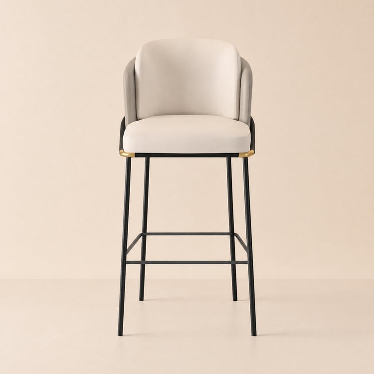 Linenic Light Grey PU Leather Bar Stool with Upholstered, 1 Piece