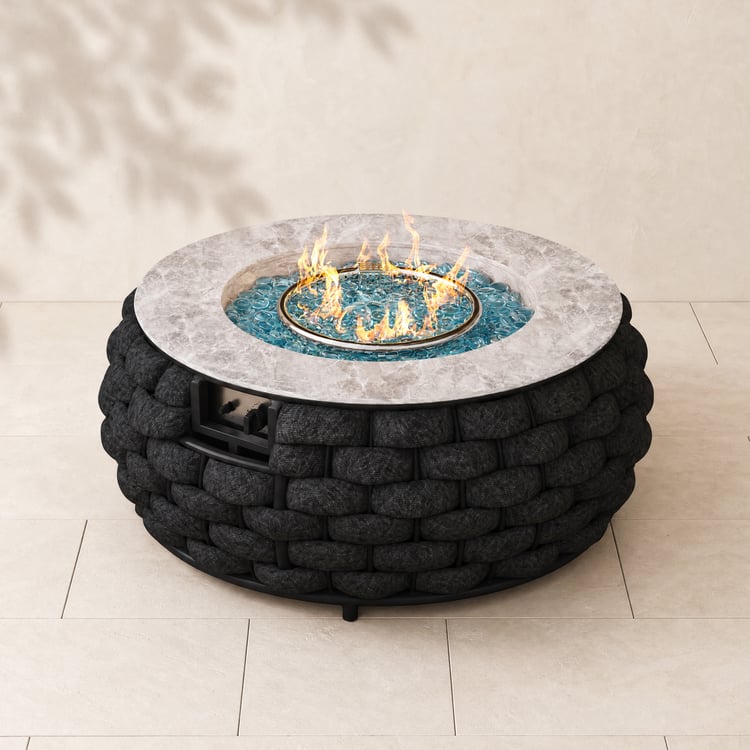 Cocaro Outdoor 27" Propane Smokeless Round Fire Pit Table in Dark Gray
