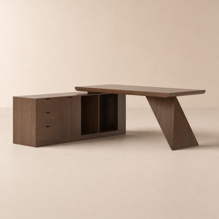 Scrivania Executive Angolare 180 cm Noce con Ritorno a Sinistra