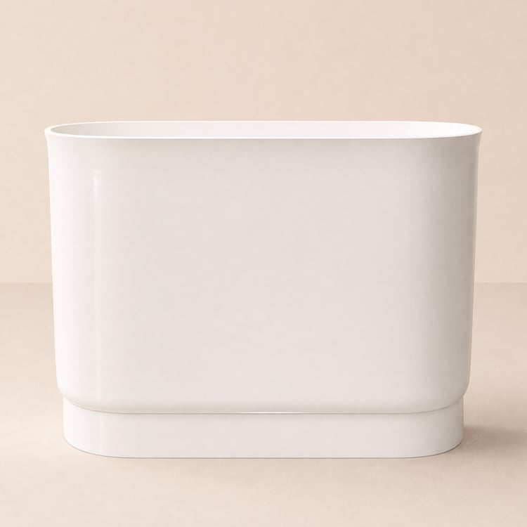 1000mm moderne profond ovale autoportant en résine de pierre blanche mate bain de trempage japonais