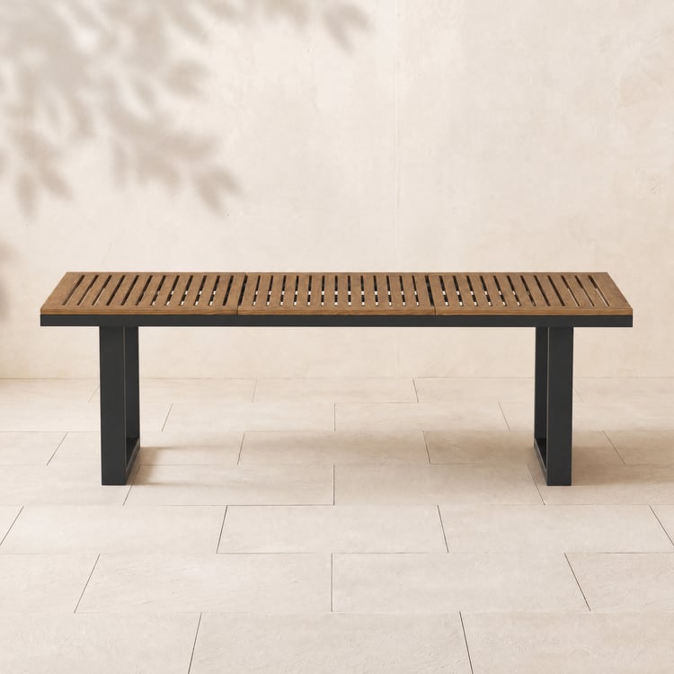 Tevara Outdoor Teak & Aluminum Dining Table in Gray, Seats 6-8