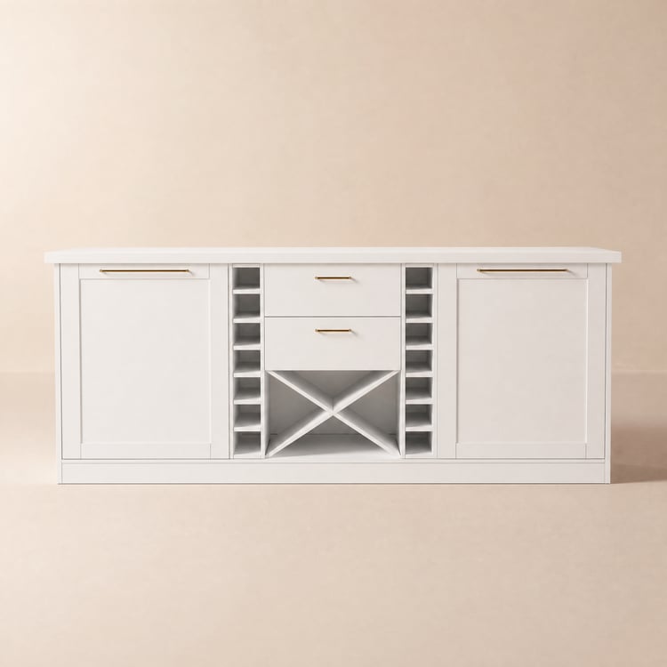 1830mm Modern White Sintered Stone Kitchen lsland with Wine Storage