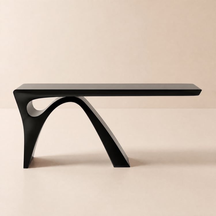Bureau rectangulaire moderne 180 cm noir avec base arquée