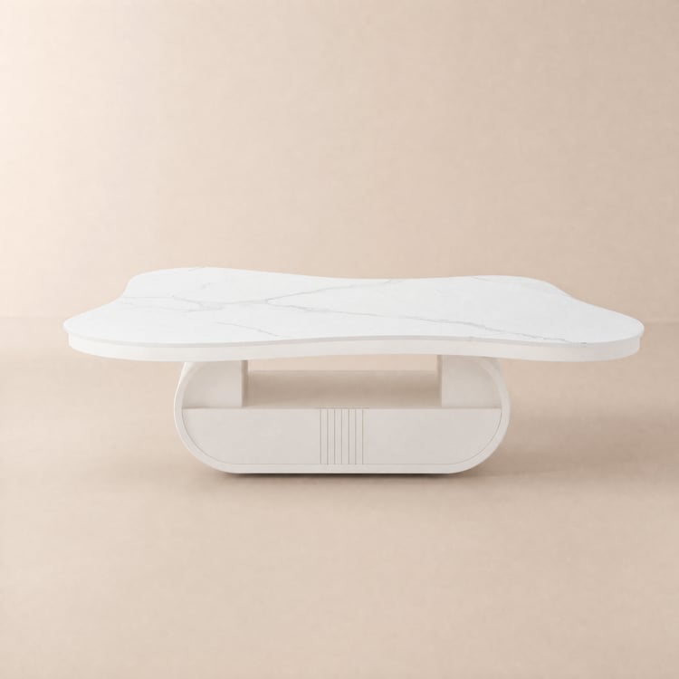 Tavolino ovale 130 cm in pietra sinterizzata con contenitore