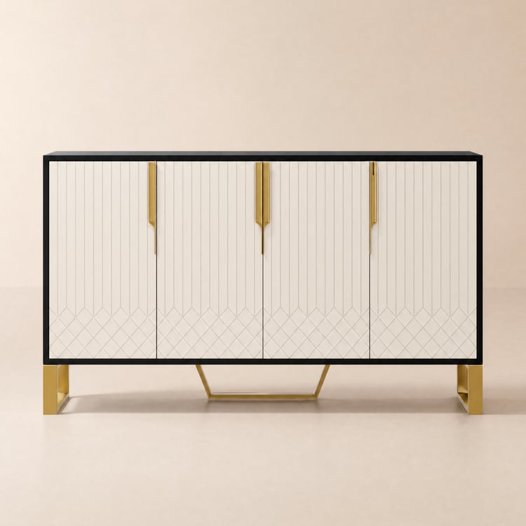 Aparador Aro de madera con armarios y estantes regulables 150 cm blanco