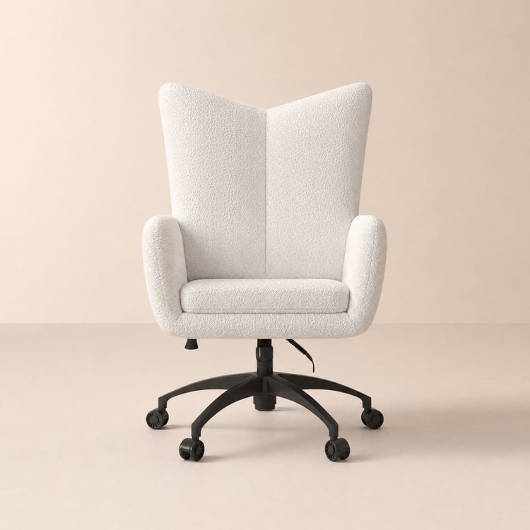 Modern Boucle White Adjustable Office Chair