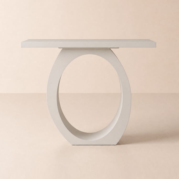 Mesa consola blanca moderna de 1000 mm con base circular, mesa de entrada de madera blanca
