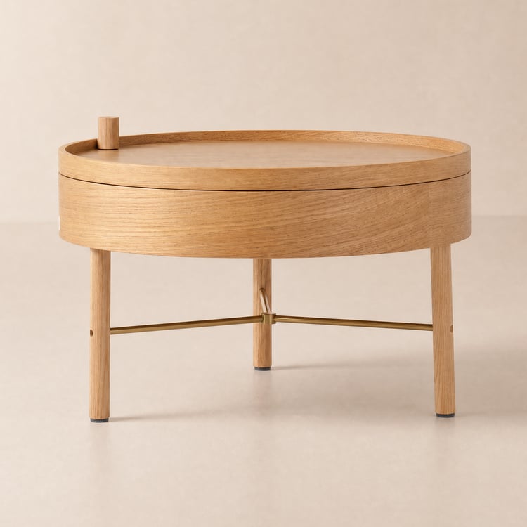 24" Round Rotating Hidden Storage Coffee Table